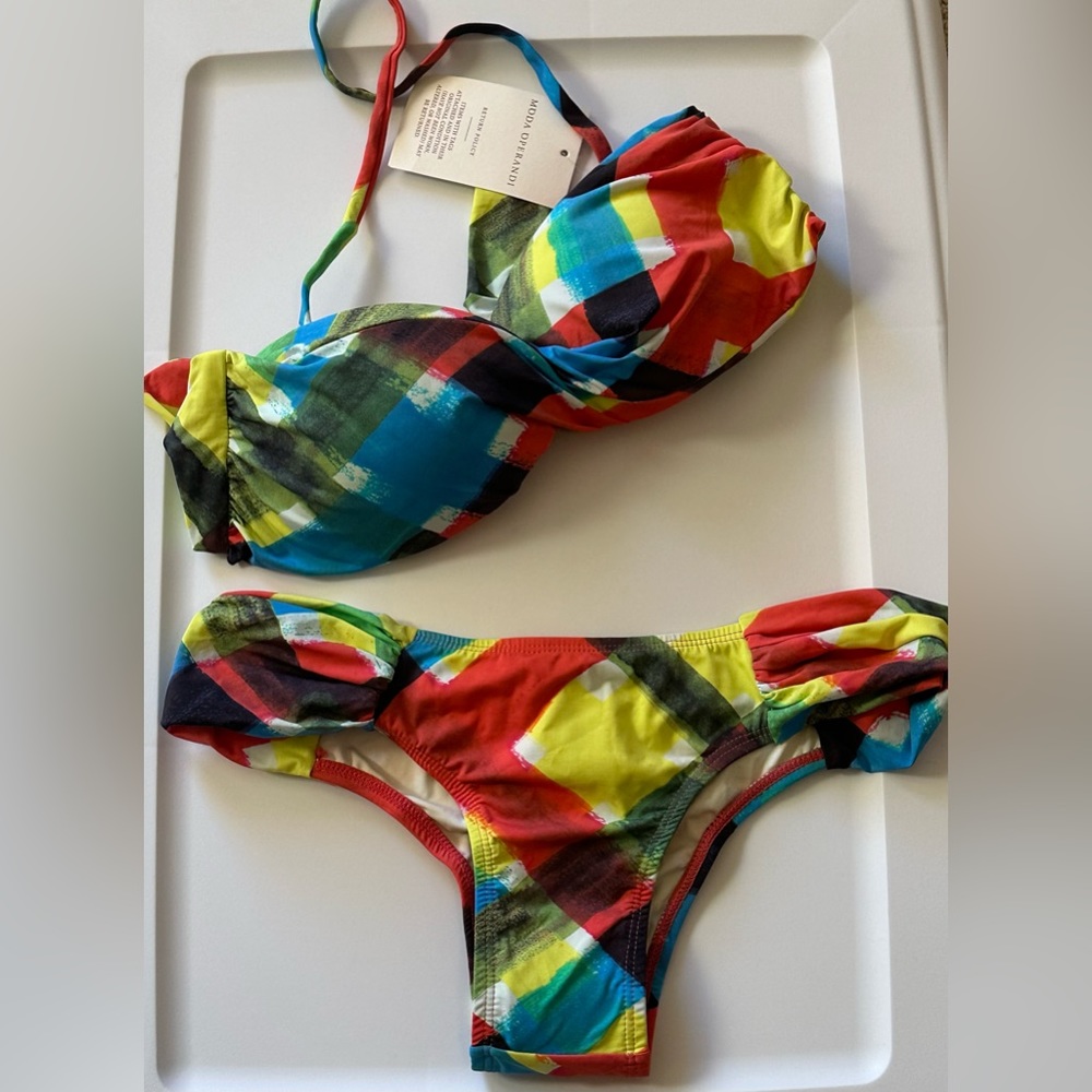 ISOLDA Sexy Brazilian Bikini 2PC Bright Print SZ US S Brazilian M Twist Front
